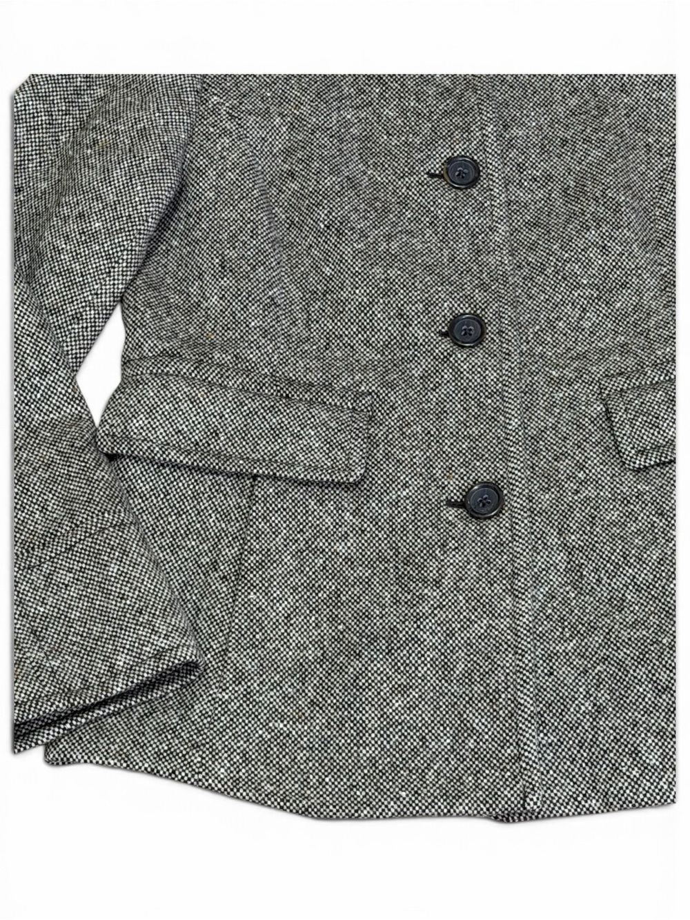 Banana Republic Grey Tweed Wool Blend Short Dark Academia Blazer Size Medium - Picture 4 of 10